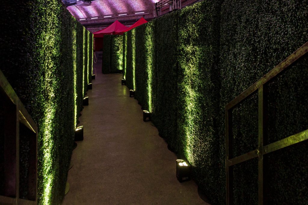 Indoor hedge maze at creative conference