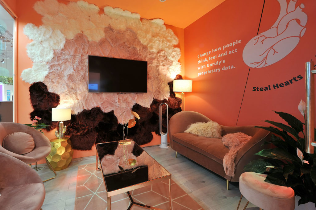 Orange sensory room at Unruly exhibition stand, Dmexco 