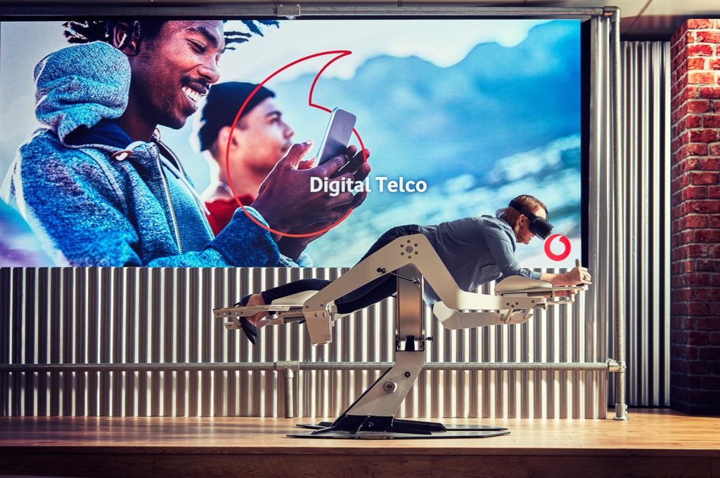 Employee tests 4D technology experience at Vodafone Digital Telco
