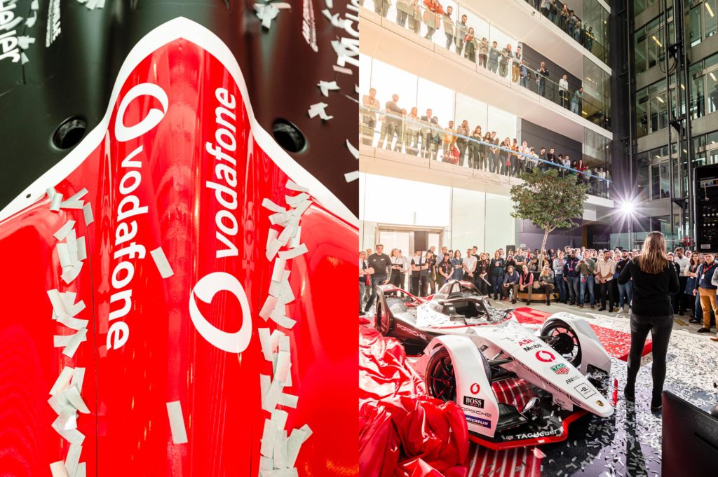 Executive committee member speaks at Vodafone and Porsche Formular E brand launch event 